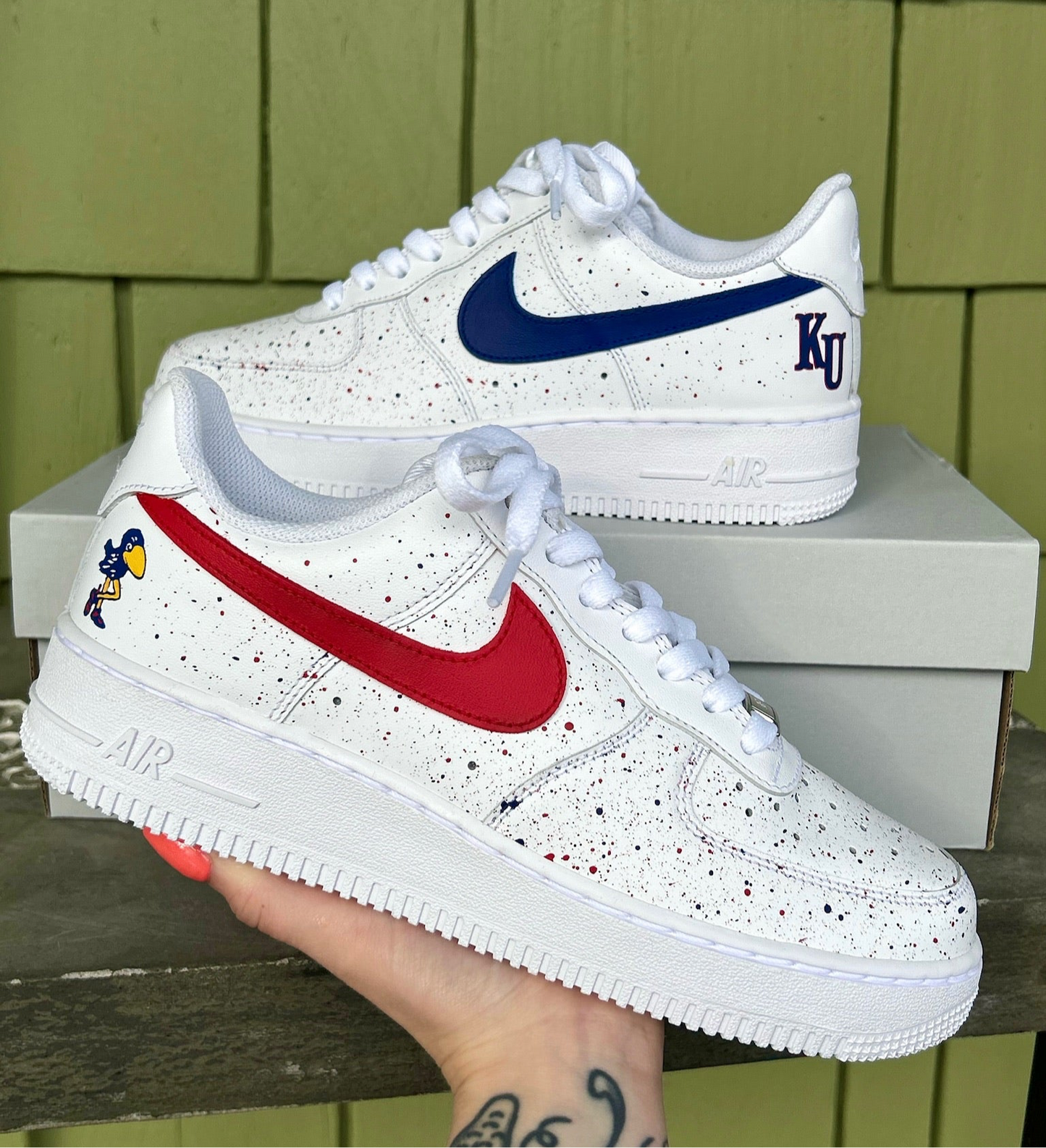 Custom KU Jayhawks AF1s