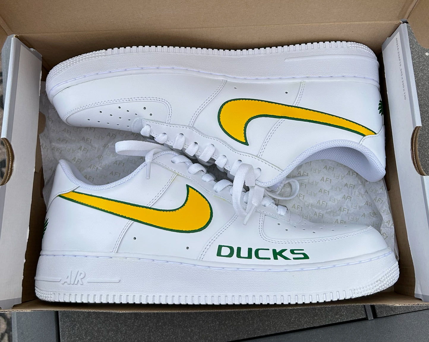 Custom Oregon Ducks AF1s