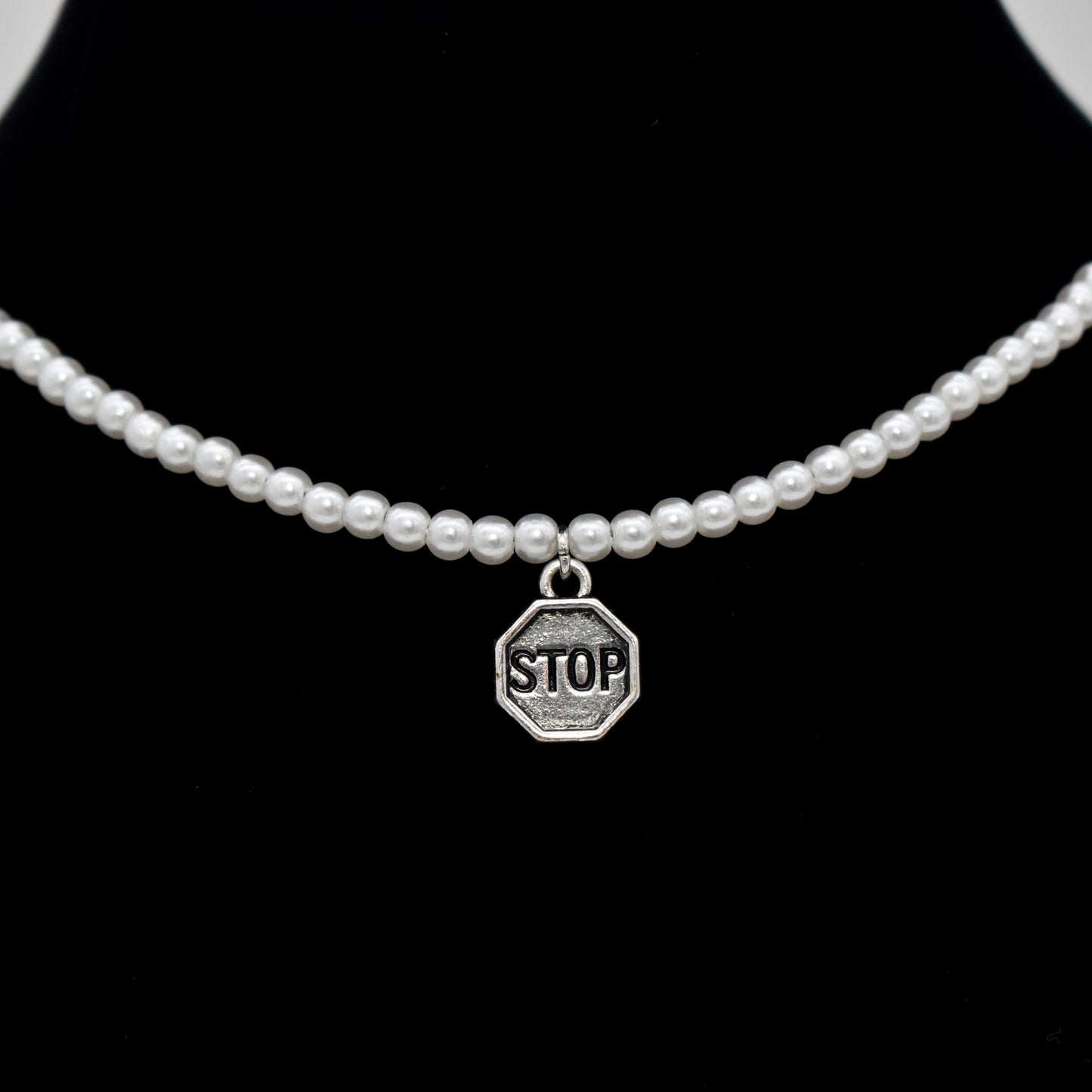 Stop Sign Pearl Necklace