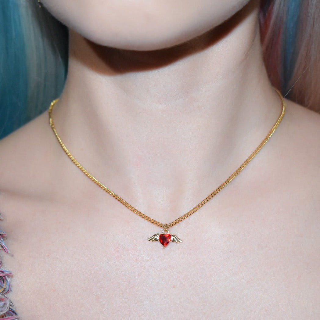 Gold Angel Heart Necklace