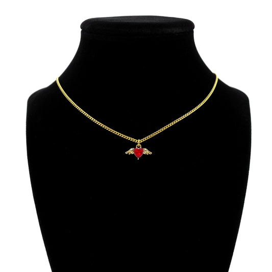 Gold Angel Heart Necklace