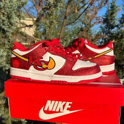 Tammy Reid's Custom Glitter Chiefs Dunks